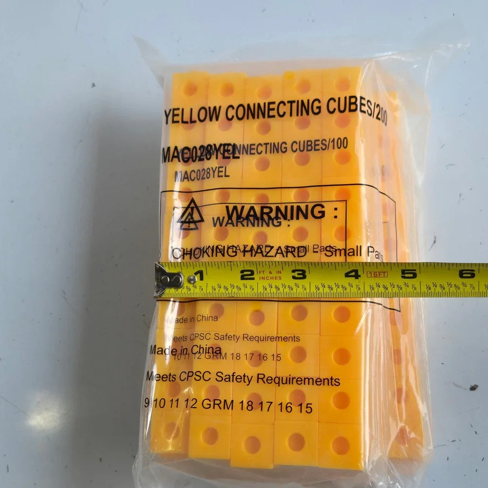 Yellow Connecting Cubes 200 Piece Set Math Manipulatives, homeschool, Counting